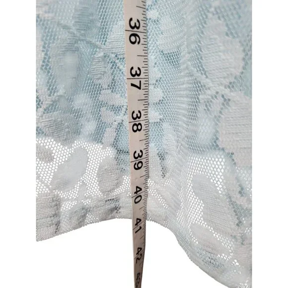 Lane Bryant Dress 18 Blue Lace Ruffle Sleeve Below Knee Pullover Sheath Floral - Picture 5 of 14